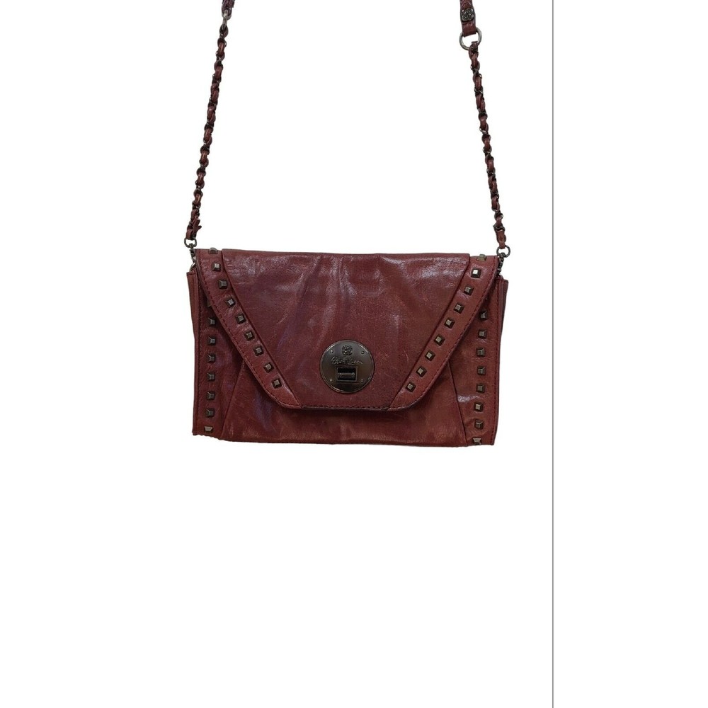 Elliott Lucca Red Leather Studded Shoulder Bag